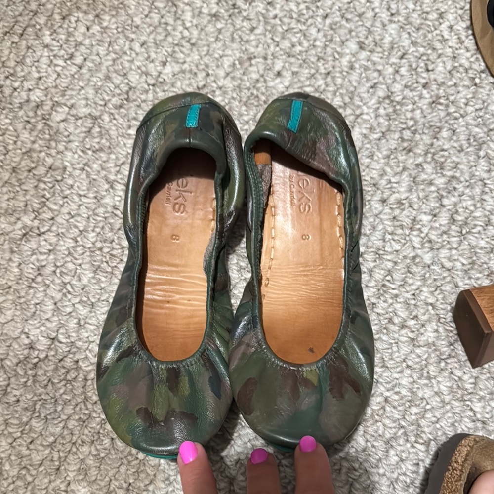 Tieks Green and Brown Flats Comfort Slip-On